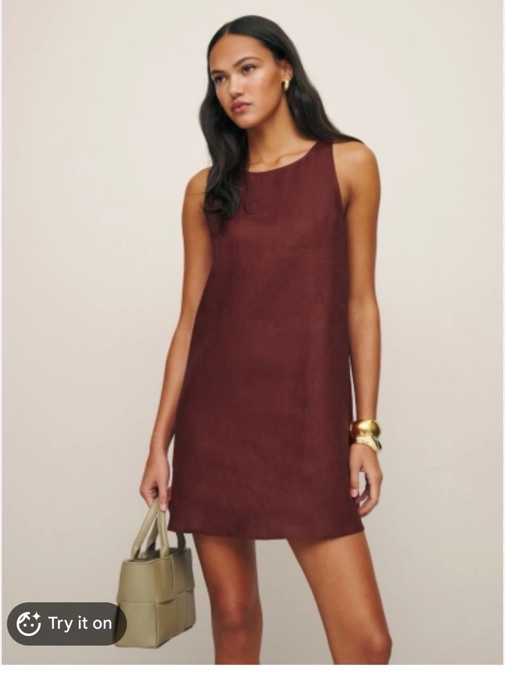 Reformation Sleeveless Mini Dress in Deep Burgundy